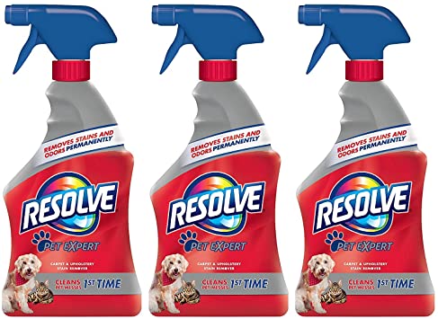 Resolve Pet Expert Carpet & Upholstery Stain Remover Spray, 16 Ounce, (Pack of 3)