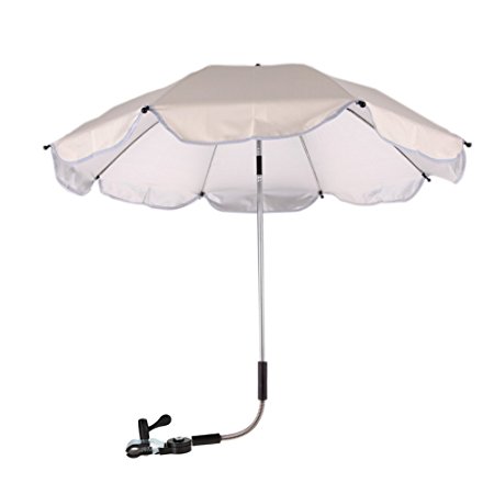 Whitelotous Baby Stroller UV Protection Umbrella 360 Degrees Adjustable Direction Stroller Accessories (White)