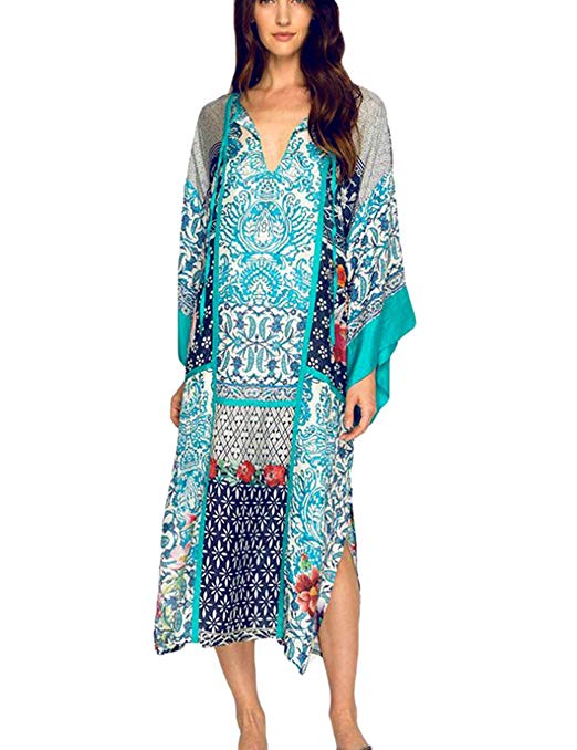 Bsubseach Women Beachwear Turkish Kaftans Long Swimsuit Cover up Caftan Beach Dress