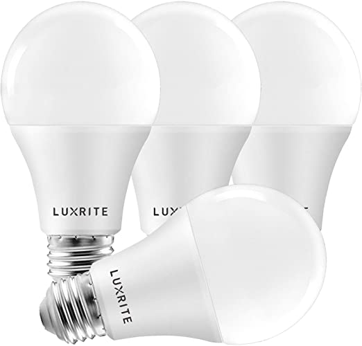 Luxrite A19 LED Light Bulbs 100 Watt Equivalent Dimmable, 3000K Warm White, 1600 Lumens, Enclosed Fixture Rated, Standard LED Bulbs 15W, Energy Star, E26 Medium Base - Indoor and Outdoor (4 Pack)