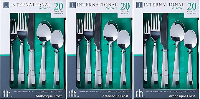 International Silver Arabesque Frost 20-Piece Stainless Steel Flatware Set, Service for 4 (3)