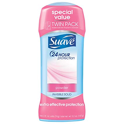 Suave  Antiperspirant Deodorant Stick, Powder, 2.6 oz, Twin Pack