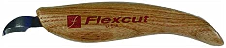 Flexcut Right-Handed Hook Knife, with High-Carbon Steel Blade, Ergonomic Ash Handle, (KN26)