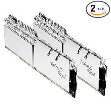 G.Skill 16GB DDR4 Trident Z Royal Silver 3600Mhz PC4-28800 CL18 1.35V Dual Channel Kit (2x8GB)