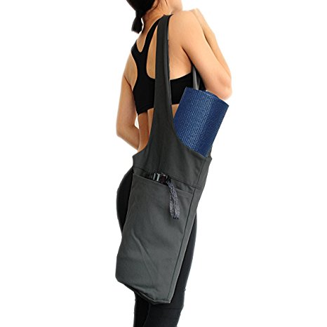 Yoga Mat Bag, Okela Long Strap Yoga Mat Tote Sling Carrier with Side Pocket & Zipper Pocket, Fits Most Size Mats