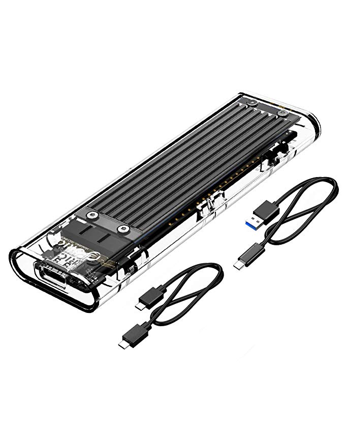 ORICO 10Gbps Transparent External Hard Drive Adapter Enclosure for 2280 PCI-E M2 M-Key SSD, USB Type C Converter Case Black