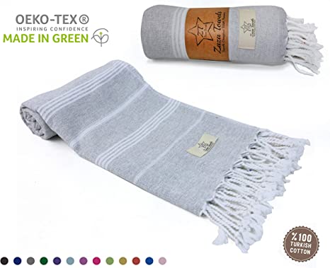 % 100 Cotton Turkish Towel - Peshtemal for Beach, Pool, Yoga, Picnic, Hammam - Very Quick Dry, Absorbend Towels - Eco Friendly Soft Decorative Bath Towels for Gym, Sauna, Face