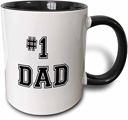 3dRose #1 Dad Mug, 11 oz, Black