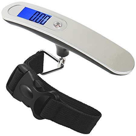 Travel Buddy - Stainless Steel Luggage Scale LS1 2017 - Portable Digital Travel Suitcase Scale - Handheld Scale with Buckle Strap and a Protective Carrying Pouch - 110 LB / 50KG Capacity - BLUE LCD