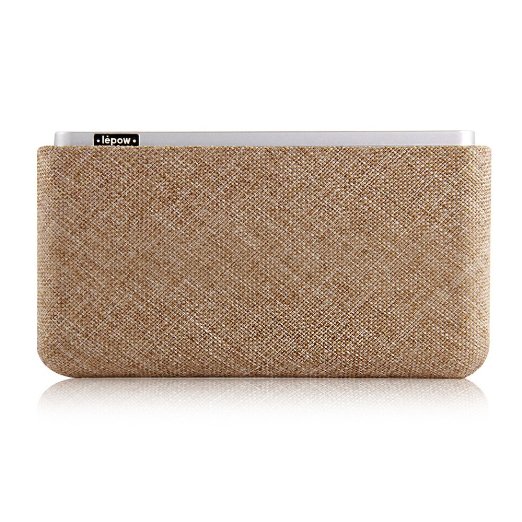 Lepow Retro Series 12000mA Compact Portable Charger Unique Cotton Linen Natural Design External Battery Power Bank with Shakable Battery Level Display for iPhone, iPad, Samsung galaxy and More (Khaki)
