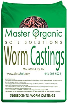 Lower Price   Higher Quality - MOSS Premium Organic Worm Castings - All Natural Soil Amendment - 7, 18, 33, and 2,500 lb Bags