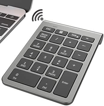 MoKo Numeric Keypad for Laptops, Wireless Keypad Without USB Portable 22-Key Multiple Shortcuts Ultra Slim Keyboard External Numpad Data Entry for Laptop, Notebook, PC - Space Gray