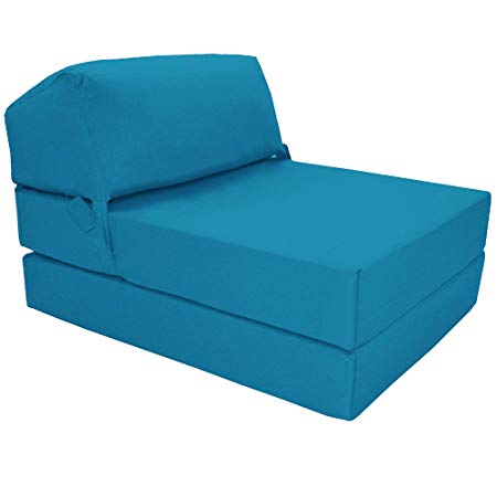 Gilda | Futon Z Chair bed (Jazz Cushion) Outland - Single Clean Coated Polyester Fabric With Bounce Back Fibre Blocks (Indoor And Outdoor) (Water And Stain Resistant)(Aqua)