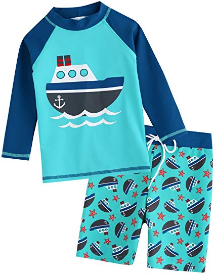VAENAIT BABY 2T-7T Toddler Kids Boys UPF 50  UV Protection Rashguard Swimsuit Bathing Suit Sets Quick Dry