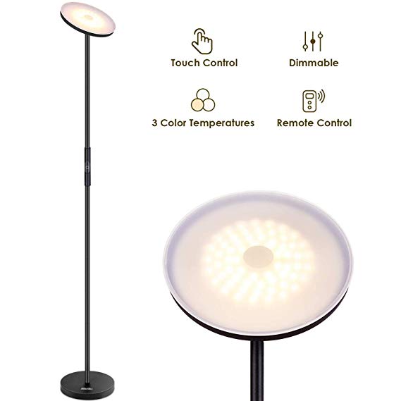 Floor Lamps, LED Torchiere Floor lamp 3 Color Temperatures, Super Bright Tall Uplight Standing Lights for Bedroom Remote Control & Touch, Albrillo Dimmable Modern Pole Light for Living Room, Bed Rooms