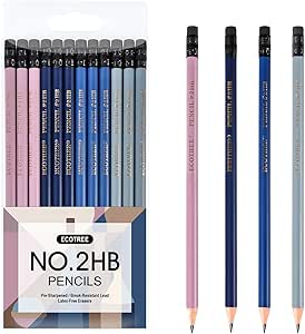 ECOTREE Pencils #2 - Presharpened Pencils with Eraser Number 2 Pencils Cute Pencils Sketch Pencils Gift Pencils School Pencils for Kids, Teens 12 Pack