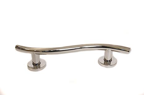 CSI Bathware BAR-WAVE18 Stainless Steel 18-Inch Wave-Shaped Grab Bar, Decorative Grab Bar, Concealed Flanges, Highly-Polished Finish