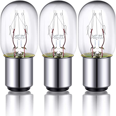 3 Pieces Sewing Machine Light Bulb Sewing Machine Incandescent Bulb Compatible with Sewing Machine with Push-in Base, 15 W, 120 V (Silver Base)