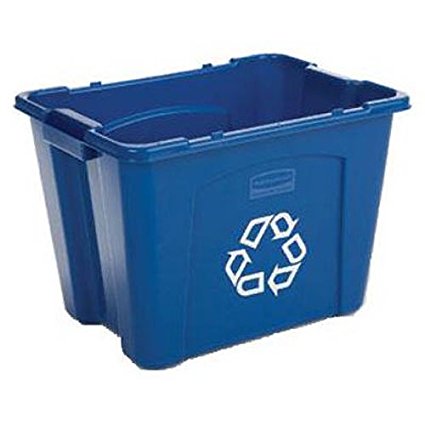 Rubbermaid Commercial Recycling Bin, 14 Gallon, Blue (FG571473BLUE)