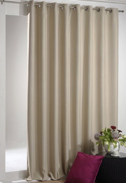 Luxury Homes Premium Quality Thermal Insulated Blackout Curtains With Grommet Ring Top, Wide Width, 104"W x 84"L - Single Panel - Free Tieback Worth $4.99 Included (Beige)