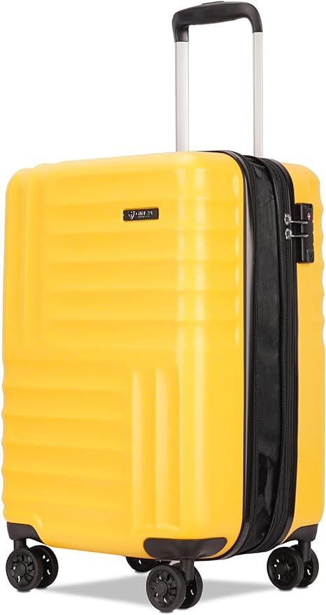 GinzaTravel Small Suitcase Expandable Carry on Hand Luggage PC Hard Shell Lightweight Suitcases with TSA Lock Durable 4 Spinner Wheels Yellow