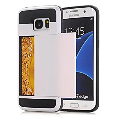 Galaxy S7 Edge Case,Hanlesi Hybrid Armor Premium Aluminum Alloy PC Slide Cover, Shock-Absorption and Anti-Scratch Bumper Case with Wallet Card Slot for Samsung Galaxy S7 Edge