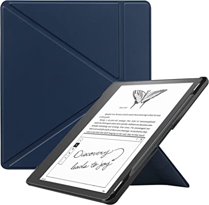 KuRoKo Slimshell Case for Kindle Scribe 10.2” 2022 Released, Origami Standing Lightweight PU Leather Stand Smart Cover with Pen Holder for Kindle Scribe 10.2 inch-Navy