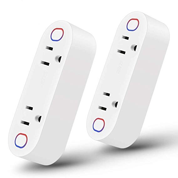 Smart Plug Wifi Outlet with Energy Monitoring and Timer Function, TIKLOK Smart Socket Compatible with Alexa, Echo and Google Home, No Hub Required, 2 Pack