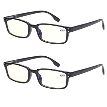 Computer Glasses 2 Pair UV Protection, Anti Blue Rays, Anti Glare and Scratch Resistant Computer Reading Glasses (2.5, 2 Pack Black)