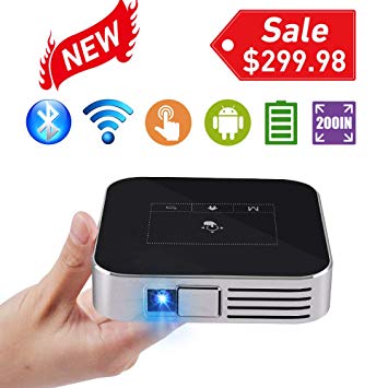 BoxLegend Mini Video Projector HD Portable Projector WiFi Bluetooth Support 1080P Max200 DLP Video Projector Built in Battery 4000mAh Android System Home Theater Entertainment