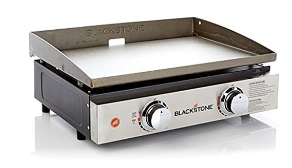 Blackstone Tabletop Grill - 22 Inch Portable Gas Griddle - Propane Fueled - 2 Adjustable Burners - Rear Grease Trap - For Outdoor Cooking While Camping, Tailgating or Picnicking - Black