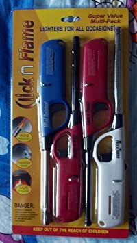 CLICK N FLAME LIGHTERS FOR ALL OCCASIONS - 4 PACKS