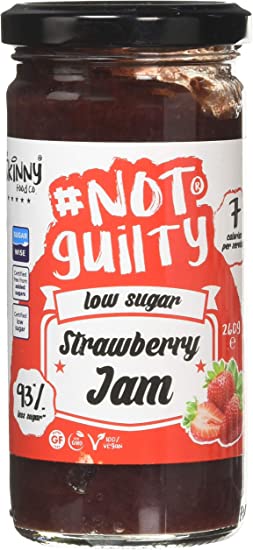 The Skinny Food Co Strawberry Jam | Smooth - Low Calorie - Low Sugar - Made with Real Fruit - No Preservatives - for Gym-Fitness Fans, Weight Loss Diet and Low Carb Diet | 260gr | Not Guilty
