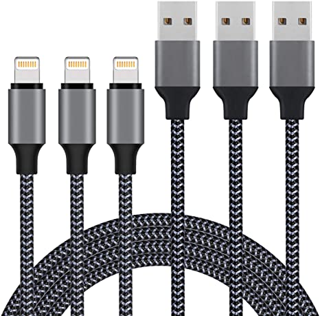 iPhone Charger Cable, 3Pack 3FT Nylon Braided Lightning Cable MFi Certified XDNB6 Charging Syncing iPhone Cable Compatible with iPhone 12/11/11Pro/XS/XS MAX/XR/X/SE/8/8Plus/7/7Plus and More
