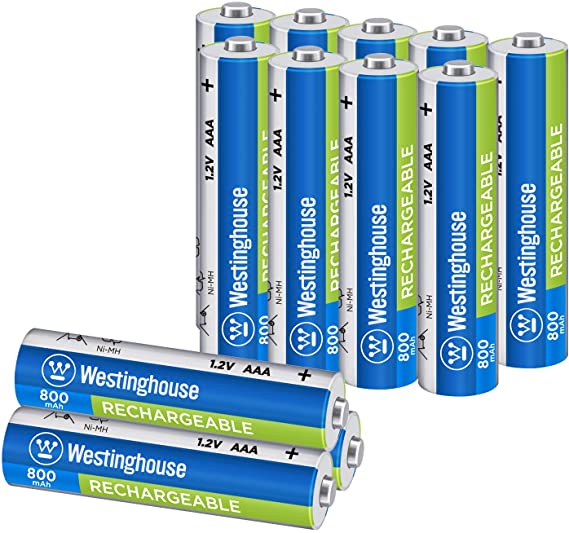 Westinghouse 800mAh NH Rechargeable Batteries, 5 Years Low self Discharge, 2000 Times Cycle Life, Free Battery Storage Box (AAA, 12 Counts)