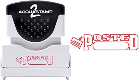 ACCU-STAMP2 Message Stamp with Shutter, 1-Color, POSTED, 1-5/8" x 1/2" Impression, Pre-Ink, Red Ink (035580)