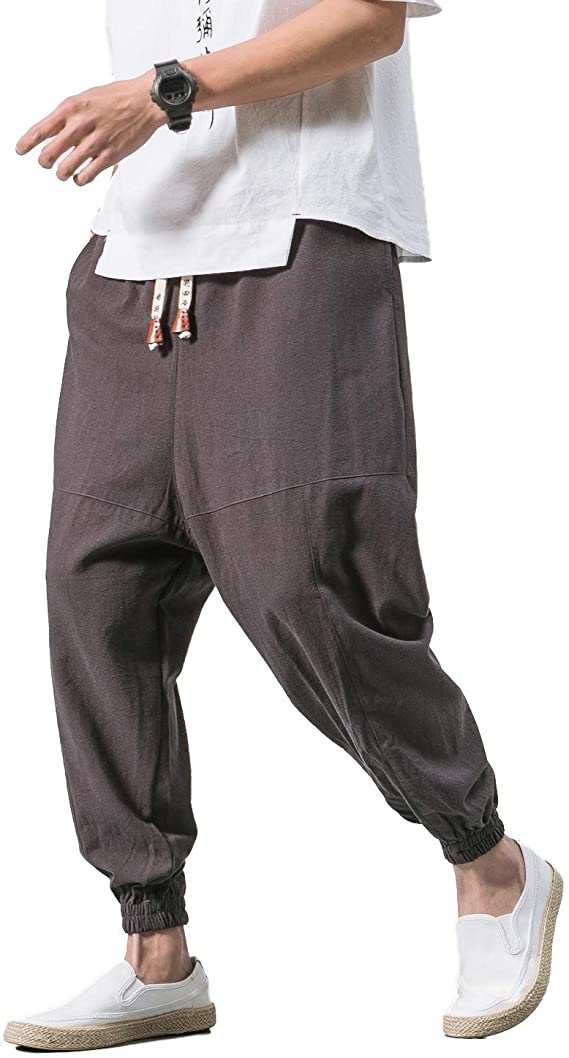 PRIJOUHE Men's Joggers, Sweatpants, Low Crotch Sweats Slim Fit Trousers Harem Hip Hop Pants