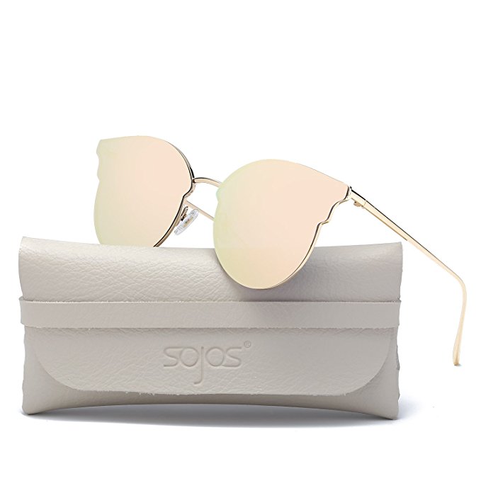 SojoS Fashion Designer Cateye Women Sunglasses Oversized Flat Mirror Lens SJ1055