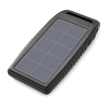 Nekteck 10000mAh Solar Charger Power Bank with Dual USB Ports Portable Charger Battery, High-Efficiency SunPower Solar Panel Rain-resistant Dirt/Shockproof Backup for All USB Supported Devices, Black