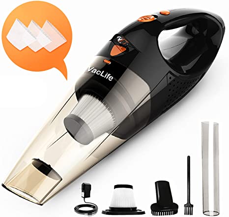 VacLife Handheld Vacuum, Hand Vacuum Cordless Rechargeable, Small and Portable with High Power and Quick Charge for Home and Car Cleaning, Black & Orange(VL189)