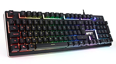 NPET P010 Wired RGB Backlit Floating Gaming Keyboard Mechaical-Similar Typing Gaming Experience Professional Membrane Keyboard for PC/Laptop/Desktop/Computer