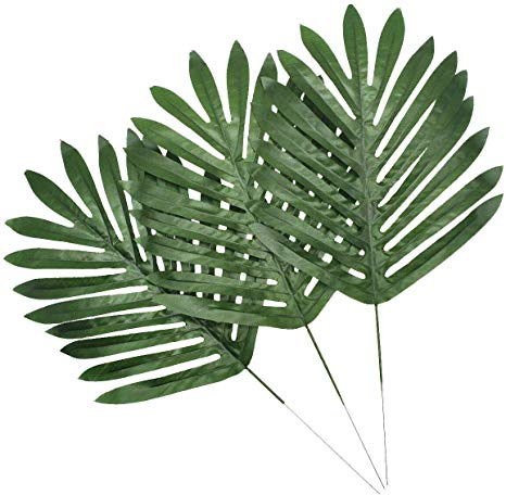 Warmter 20 Pieces Artificial Palm Leaves Artificial Leaves Tropical Leaves Tropical Leaves for Luau Party Decor,Jungle Party Décor