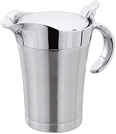 Gravy Boat Stainless Steel Gravy Boat Sauce Jug, Double Wall Insulated Gravy Jug with Lid Ideal for Gravy, Custard, Cream, Sauce (750ml)