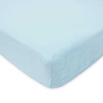 TL Care Heavenly Soft Chenille Fitted Crib Sheet for Standard Crib and Toddler Mattresses, Blue,28 x 52, for Boys and Girls