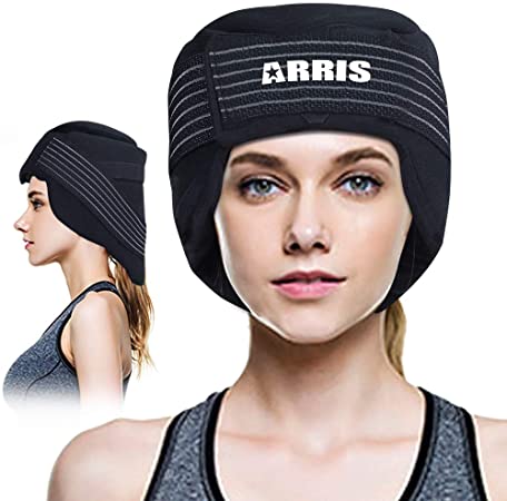 ARRIS Wearable Ice Pack for Migraine Headaches, Tension Relief & Skin Icing - 1 Size Fits All w/Compression Strap Hat/Mask …