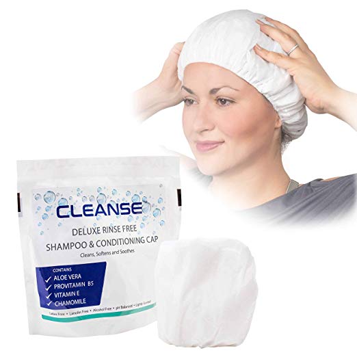 Deluxe Rinse Free Shampoo and Conditioning Cap – 5 Pack – Waterless Shampoo and Conditioning Shower Cap - Use Anytime, Anywhere – 3 Minutes - No Water Wash - Cleanse