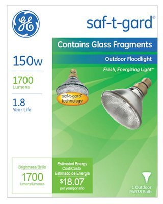 Ge 48037 150W PAR38 Floodlight Bulb, 1700 Lumens, 6 Pack