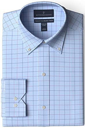 Amazon Brand - BUTTONED DOWN Men's Tailored Fit Check Dress Shirt, Supima Cotton Non-Iron