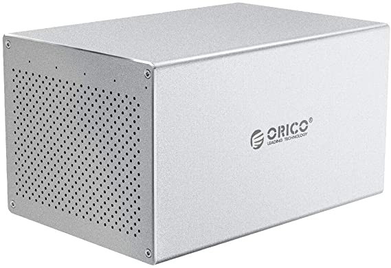 ORICO 5 Bay Raid Storage Enclosure 3.5inch Type-C to SATA III External Raid Storage Aluminum Alloy Drive Enclosure HDD SSD Support RAID 0/1/JBOD