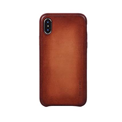 Genuine Leather Apple iPhone Xs/X Case by BELFORD, Snap-on Back Cover Case | Slim & Lightweight Flex Back Cover Handcrafted from Full Grain Leather (Dual Tone Chocolate Snap On)